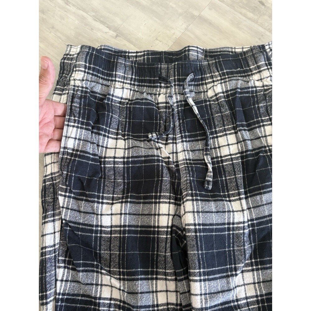 Hollister Sleep Pajama Pants Men Small Blue White Plaid Pockets Elastic Waist